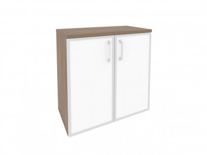 Мебель для персонала ONIX O.ST-3.2R white Шкаф низкий широкий (2 низких фасада стекло лакобель в раме)